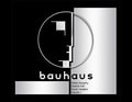 Grafisches Bauhaus-Logo: Ein stilisiertes Gesicht im Profil im Kreis mit dem Text 'bauhaus' darunter, in Schwarz-Weiß.