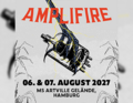 Plakat mit der Aufschrift 'Amplifire', zeigt Blitz über einer Röhre. Veranstaltungsdatum: 6.-7. August 2027, MS Artville, Hamburg.