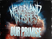 Cover-Art mit stilisiertem Text 'Neverland in Ashes' und 'Our Promise' vor einem Hintergrund aus Wolken und Blitzen.